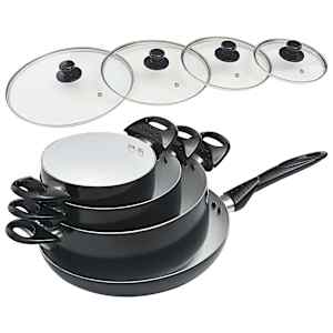 vidaXL 8-tlg. Kochgeschirr-Set Schwarz Aluminium