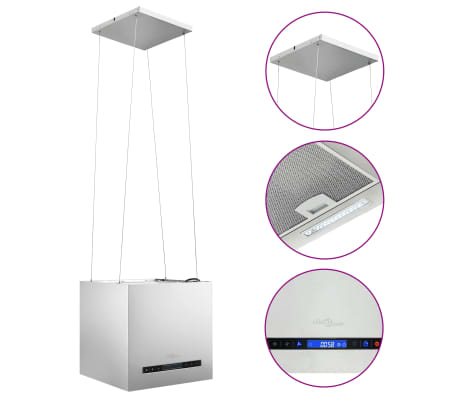 vidaXL Inselhaube Hängend Touch-Sensor LCD 37cm Edelstahl Dunstabzugshaube