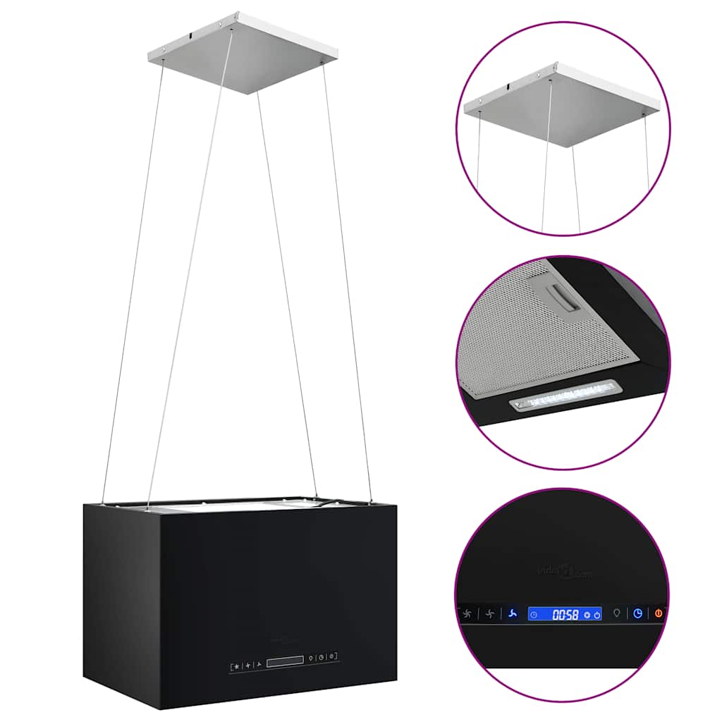 vidaXL Závesný ostrovný digestor s dotykovým senzorom LCD 55 cm práškovaná oceľ