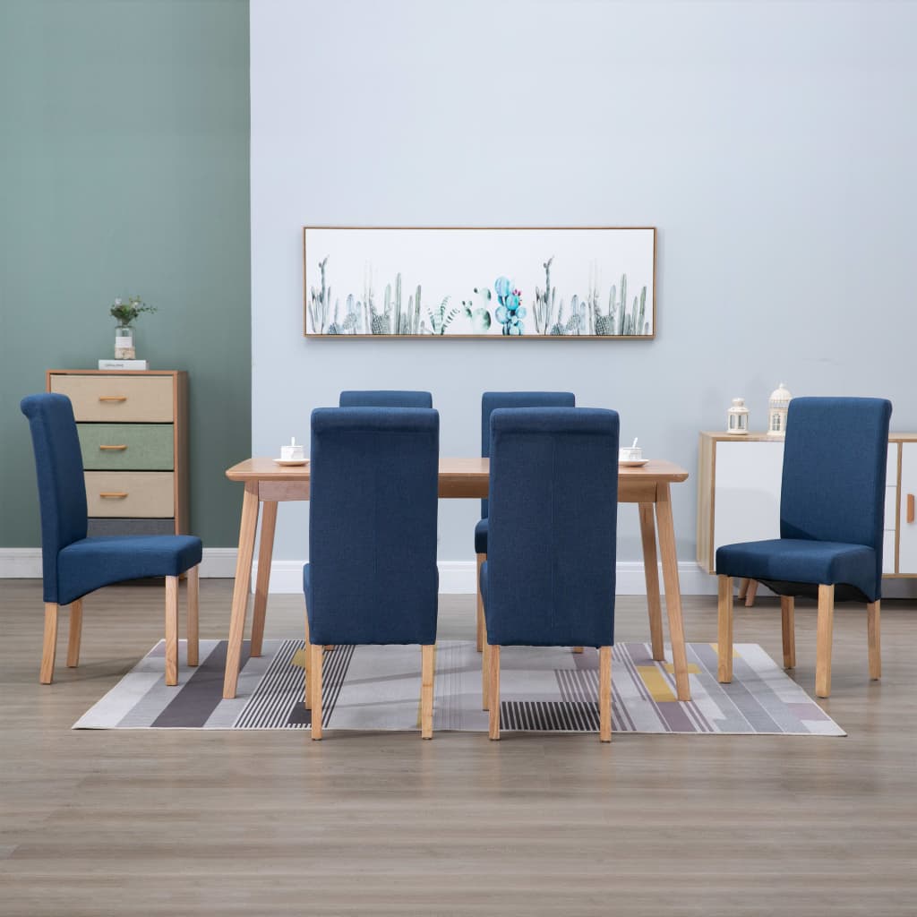 vidaXL Scaune de sufragerie, 6 buc., albastru, material textil vidaXL imagine noua 2022