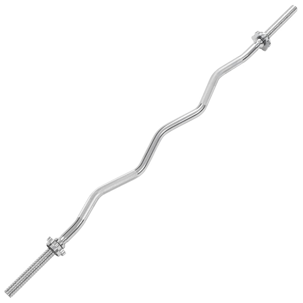 vidaXL Curl Barbell Bar 3x120 cm Solid Steel Silver