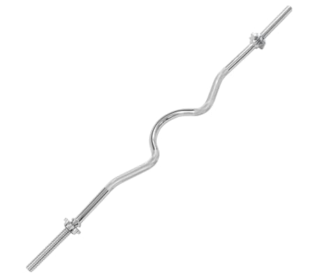 vidaXL Curl Barbell Bar 3x120 cm Solid Steel Silver