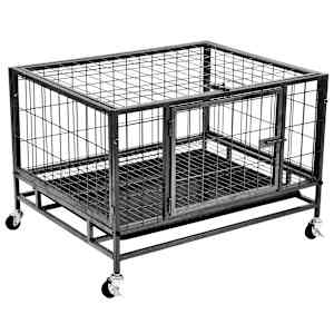 Odolná klec pro psy s kolečky ocel 82 x 66 x 56 cm