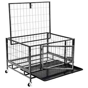 Odolná klec pro psy s kolečky ocel 82 x 66 x 56 cm - obrázek 3