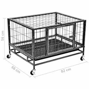 Odolná klec pro psy s kolečky ocel 82 x 66 x 56 cm - obrázek 9