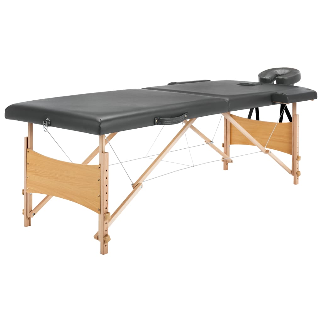 #2 - vidaXL massagebord med 2 zoner træstel antracitgrå 186 x 68 cm