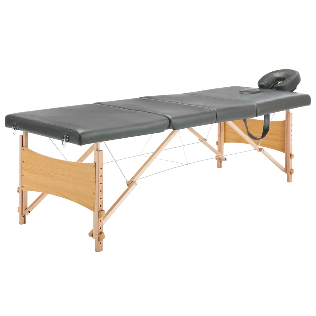 vidaXL massagebord med 4 zoner træstel 186x68 cm antracitgrå