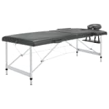 vidaXL Mesa massagens c/ 2 zonas estrutura alumínio 186x68cm antracite
