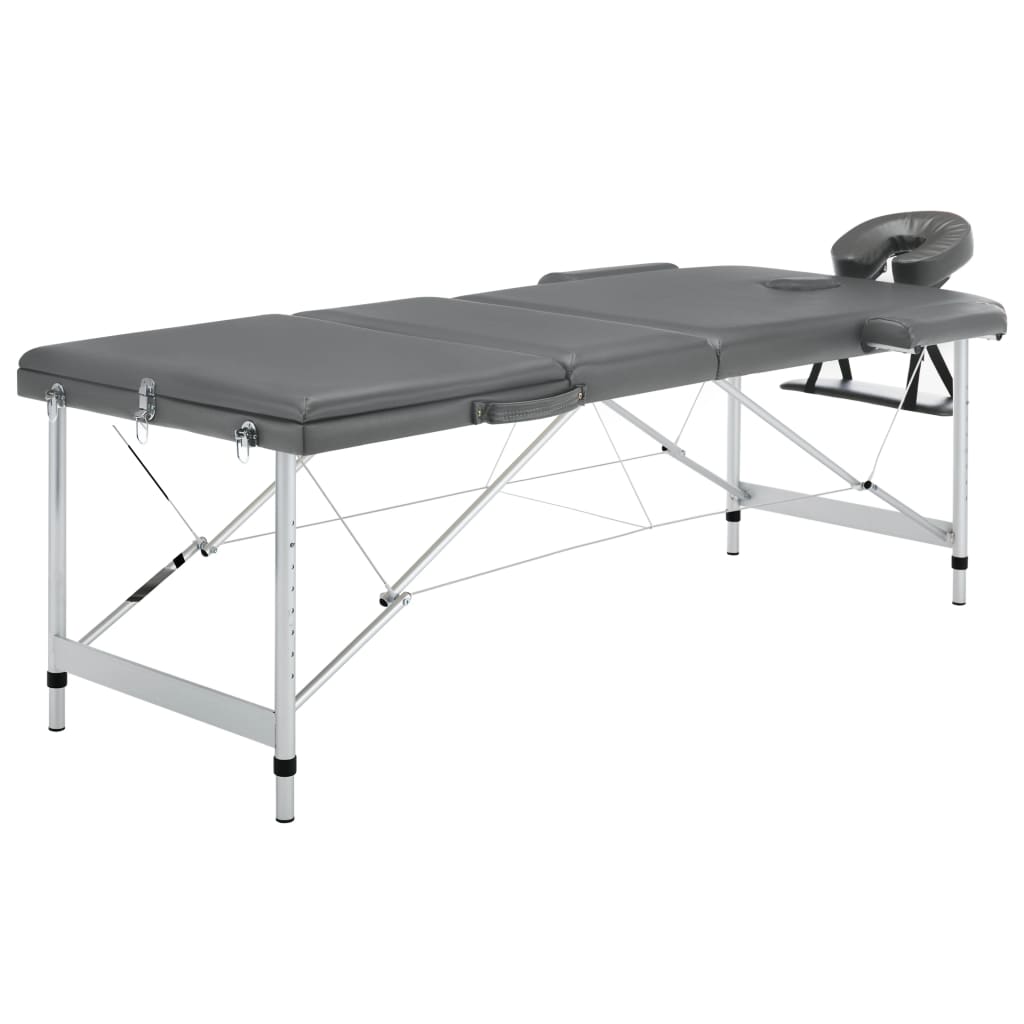 vidaXL Massagetisch mit 3 Zonen Aluminiumrahmen Anthrazit 186×68 cm