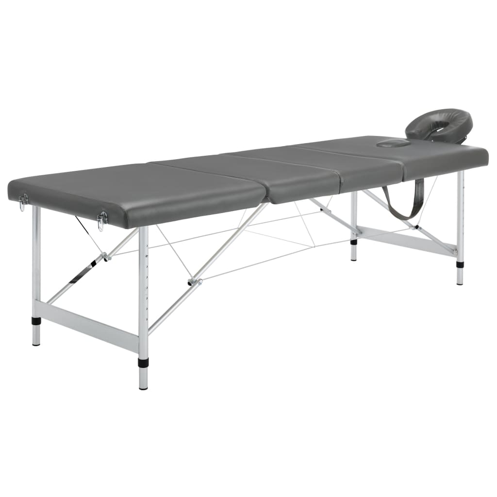 vidaXL massagebord med 4 zoner aluminiumsstel 186 x 68 cm antracitgrå
