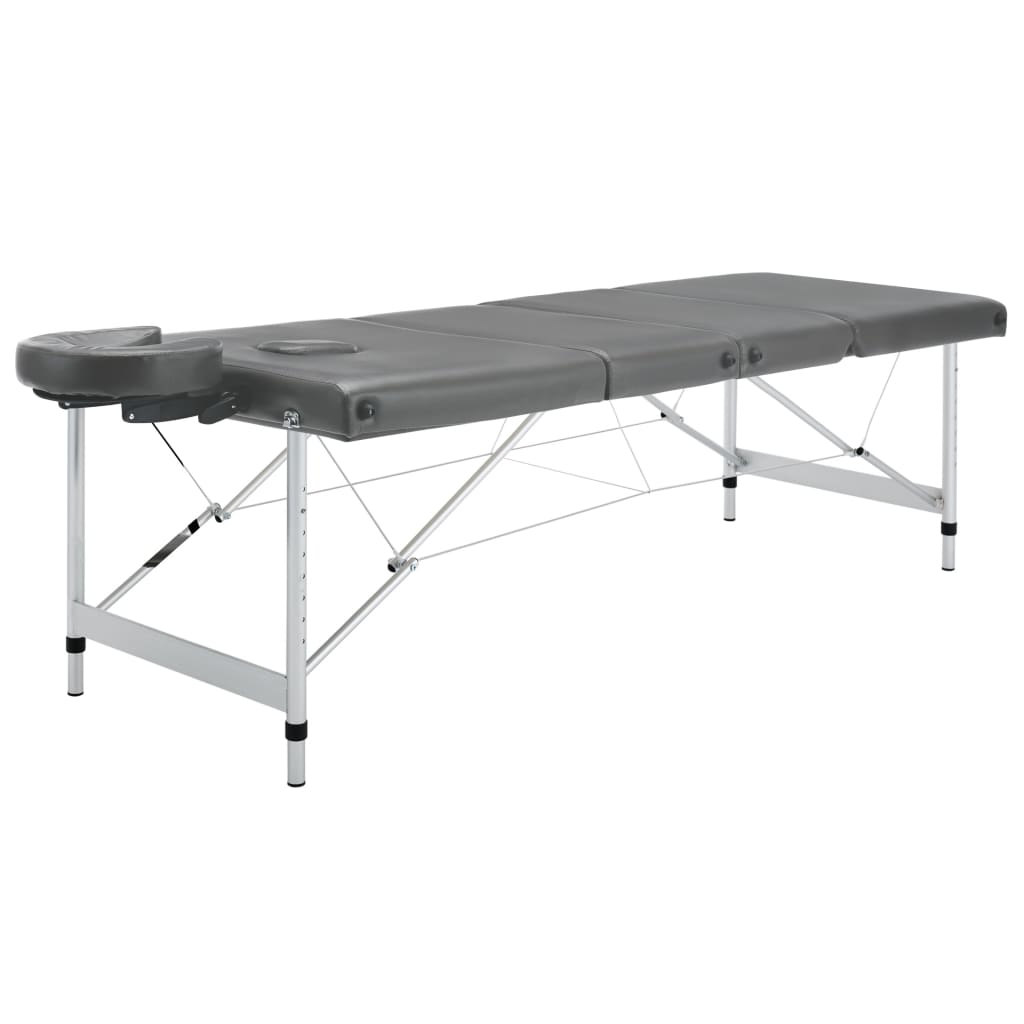 vidaXL Table de massage 4 zones Cadre en aluminium Anthracite 186x68cm