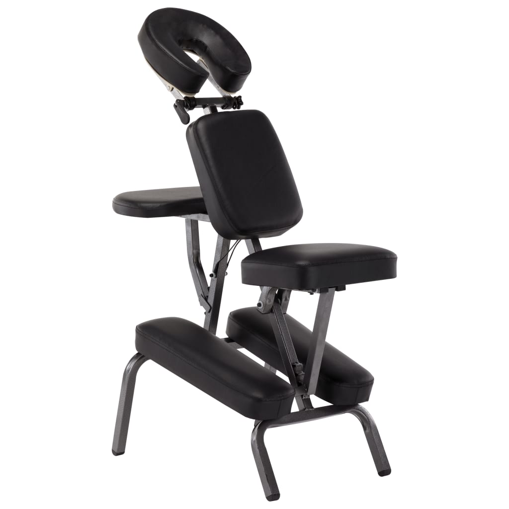 vidaXL Fotel do masażu, sztuczna skóra, czarny, 122x81x48 cm