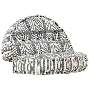 Pouf 100 x 20 cm šedý pruhovaný textil