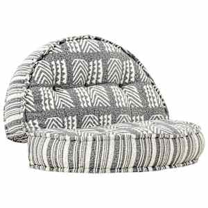 Pouf 100 x 20 cm šedý pruhovaný textil - obrázek 10