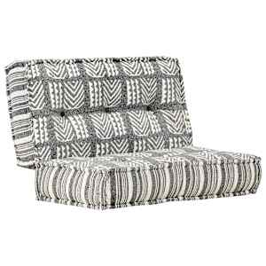 Pouf 100 x 100 x 20 cm šedý pruhovaný textil