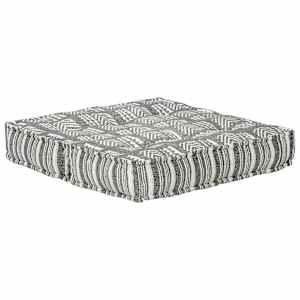 Pouf 100 x 100 x 20 cm šedý pruhovaný textil - obrázek 4