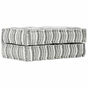 Pouf 100 x 100 x 20 cm šedý pruhovaný textil - obrázek 5
