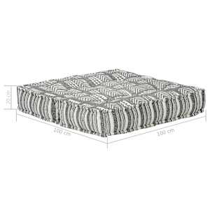 Pouf 100 x 100 x 20 cm šedý pruhovaný textil - obrázek 6