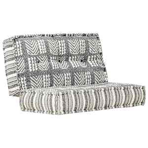 Pouf 100 x 100 x 20 cm šedý pruhovaný textil - obrázek 8