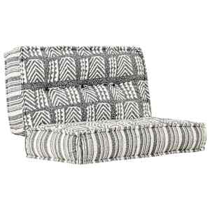 Pouf 100 x 100 x 20 cm šedý pruhovaný textil - obrázek 9