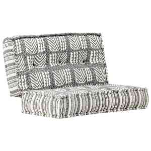 Pouf 100 x 100 x 20 cm šedý pruhovaný textil - obrázek 10