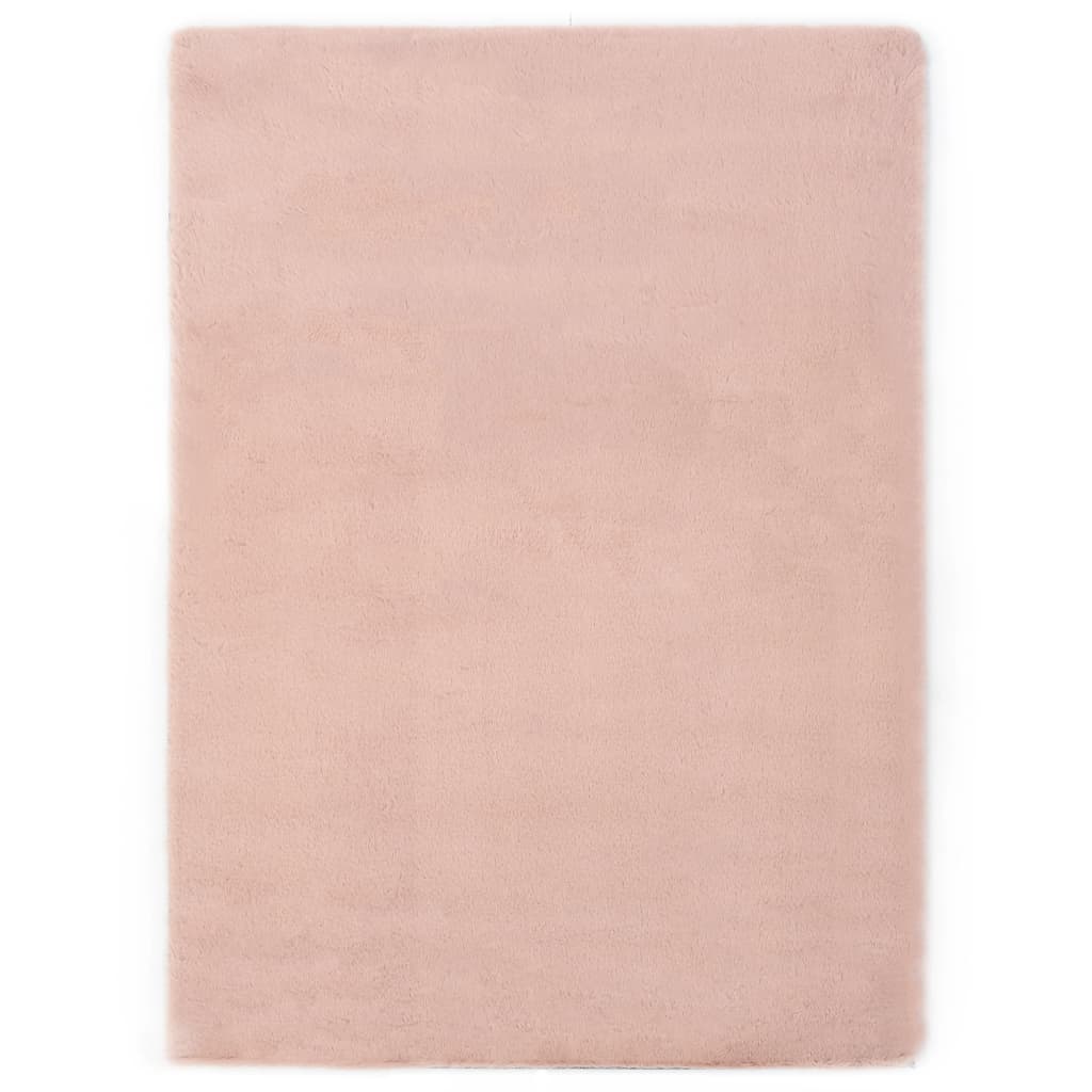 Poza vidaXL Covor, roz invechit, 80 x 150 cm, blana ecologica de iepure