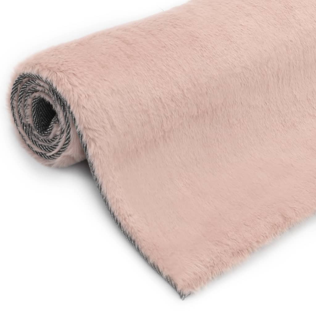 vidaXL Tapis 80x150 cm Fausse fourrure de lapin Vieux rose