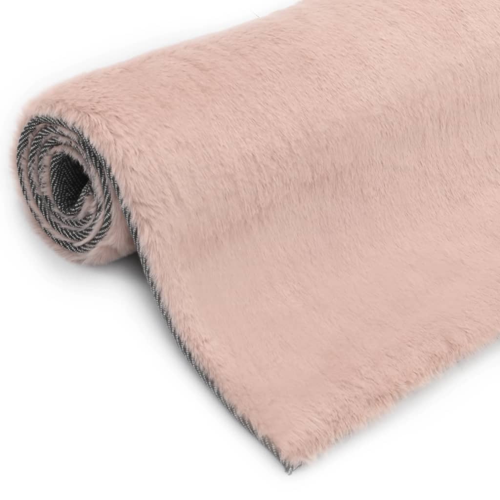 vidaXL Tapis 120x160 cm Fausse fourrure de lapin Vieux rose