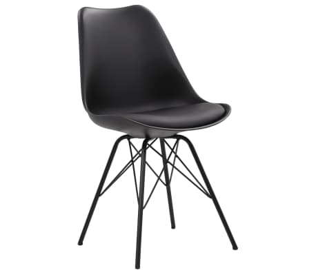 vidaXL Valgomojo kėdės, 2 vnt., juodos, dirbtinė oda