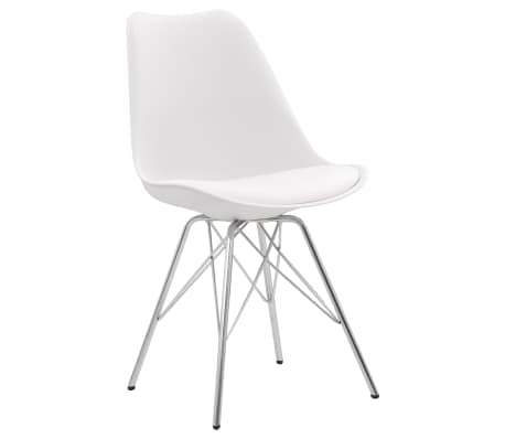 vidaXL Valgomojo kėdės, 2vnt., baltos spalvos, dirbtinė oda