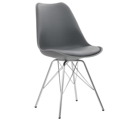 vidaXL Valgomojo kėdės, 4 vnt., pilkos spalvos, dirbtinė oda