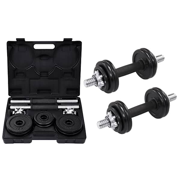 vidaXL 19-osaline hantlite komplekt 15 kg, malm