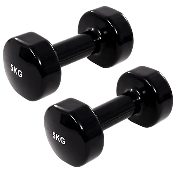 vidaXL hantel 2 tk, 2x5 kg, malm, must