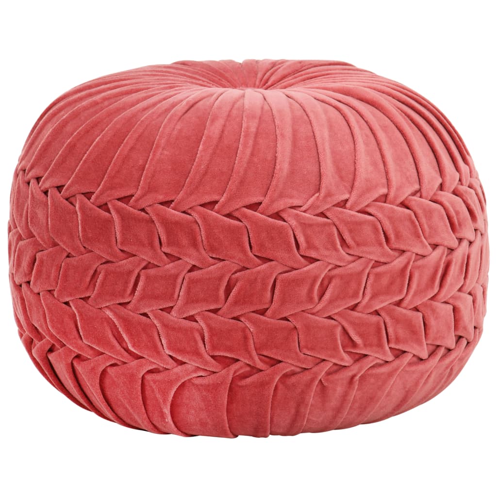 vidaXL Pouf Velours de coton Design de sarrau 40 x 30 cm Rose