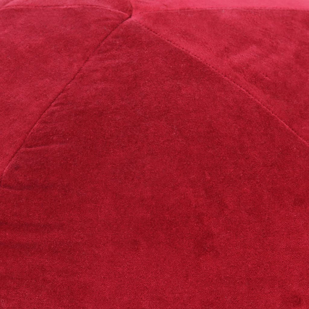 vidaXL Pouf Velours de coton 50 x 35 cm Rouge