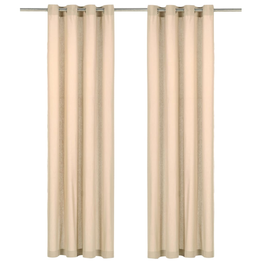 vidaXL Verhot metallirenkailla 2 kpl puuvilla 140×245 cm beige