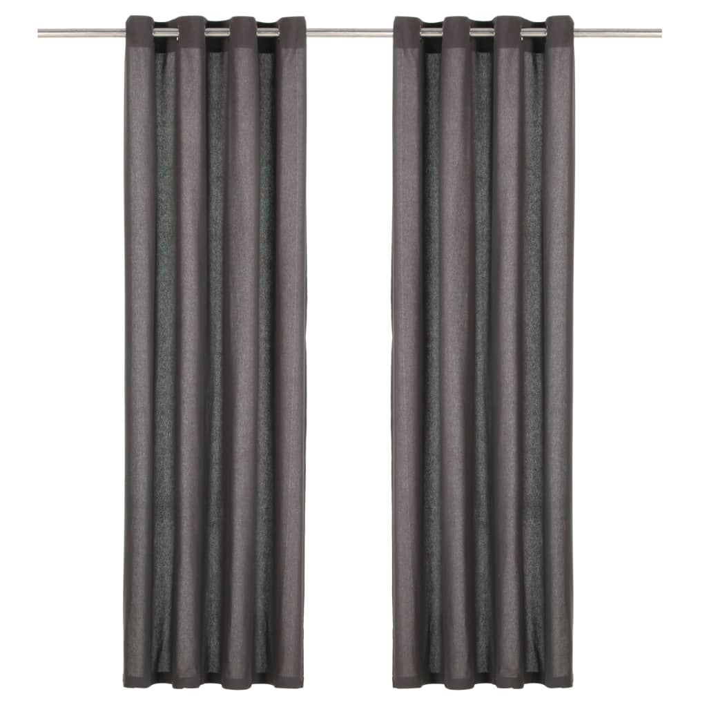 vidaXL gardiner med metalringe 2 stk. 140 x 245 cm bomuld antracitgrå