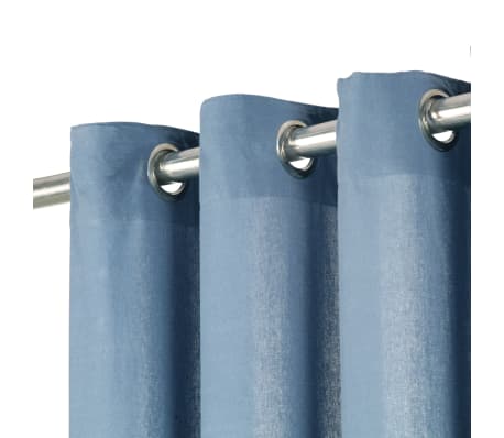 vidaXL Perdele cu inele metalice, 2 buc., albastru, 140x175 cm, bumbac