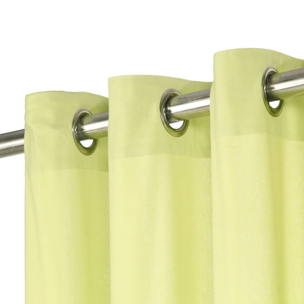 vidaXL Завеси с метални халки, 2 бр, памук, 140x175 см, зелени
