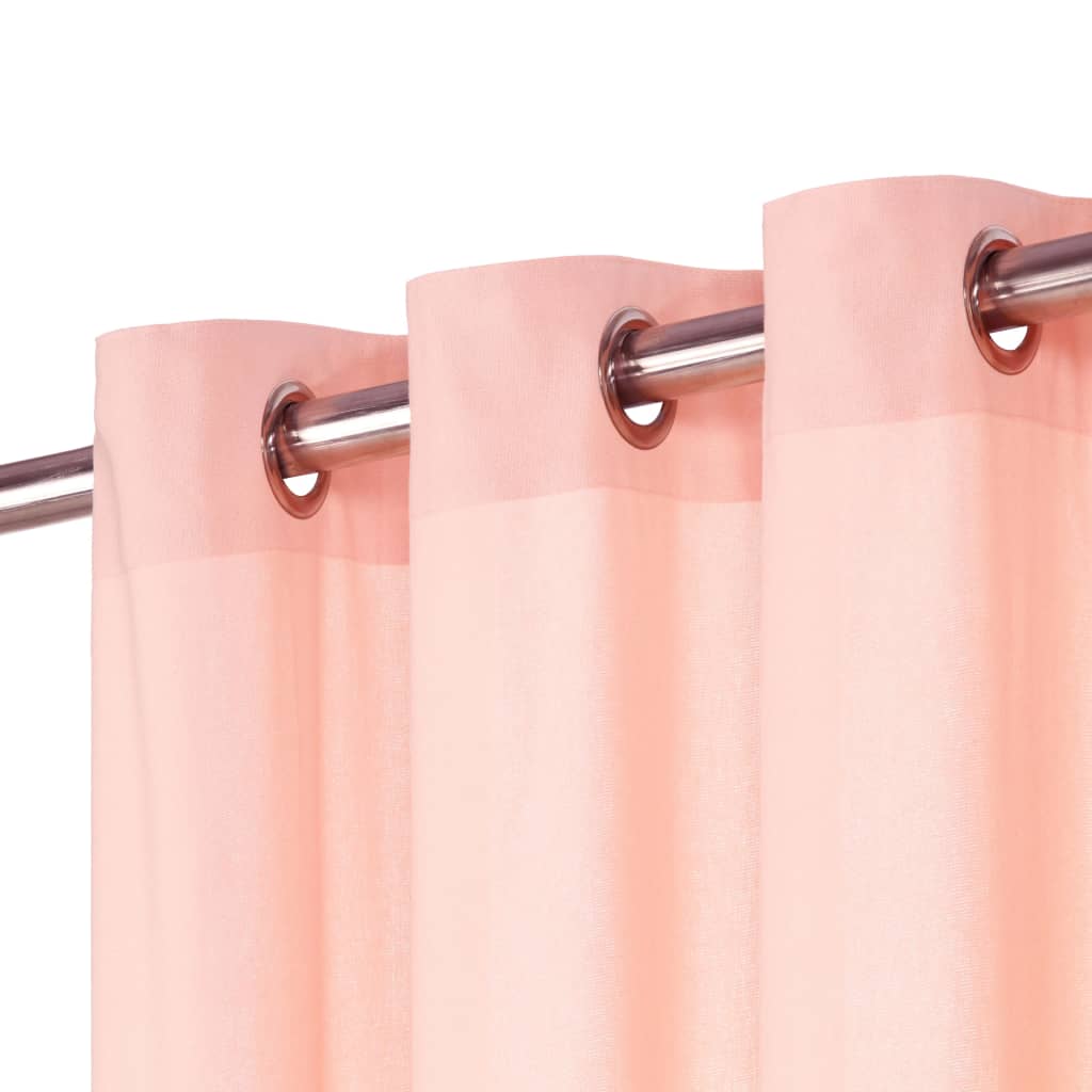 vidaXL Завеси с метални халки, 2 бр, памук, 140x175 см, розови