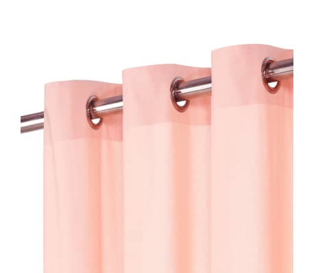 vidaXL Gardiner med metallringar 2 st bomull 140x175 cm rosa