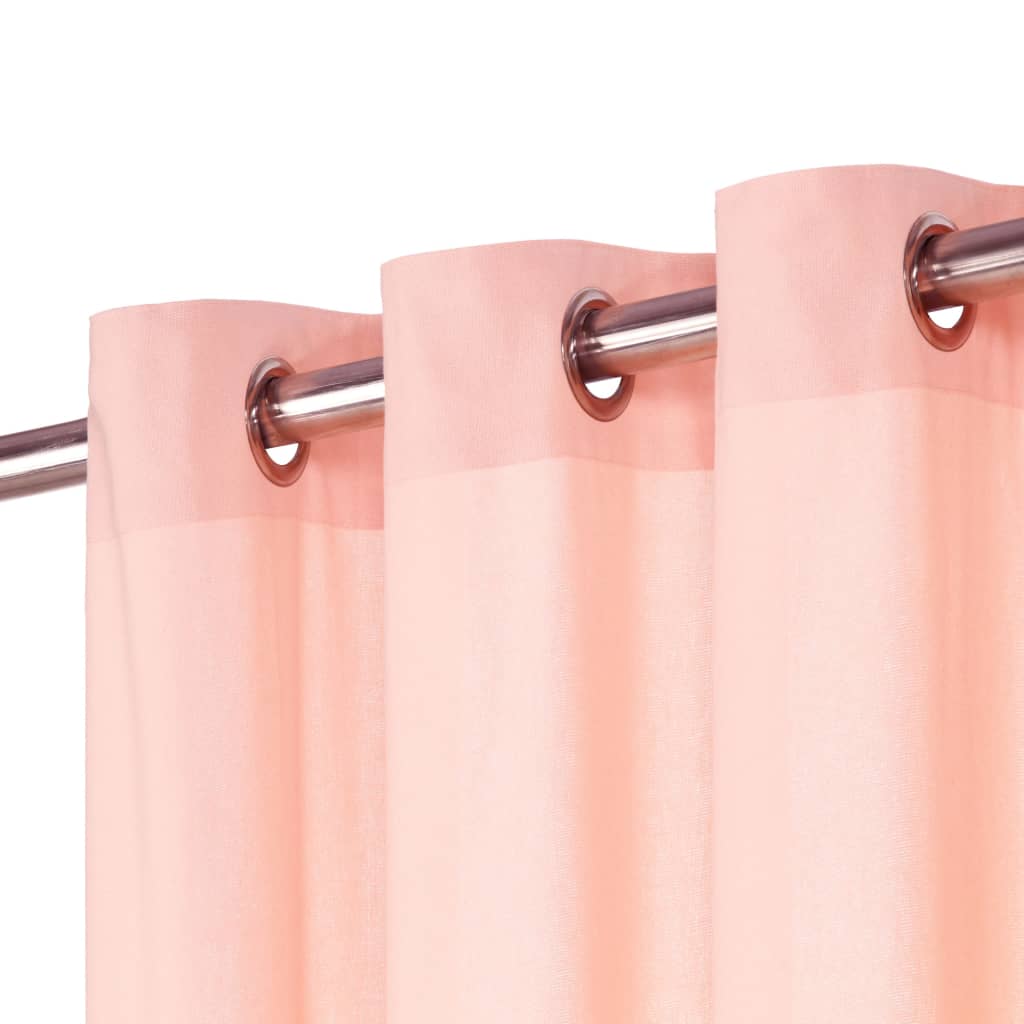 vidaXL Cortinas com argolas de metal 2 pcs algodão 140x245 cm rosa