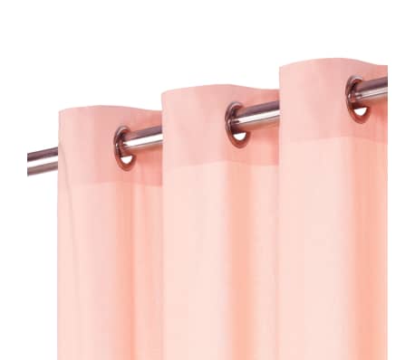 vidaXL Gardiner med metallringar 2 st bomull 140x245 cm rosa