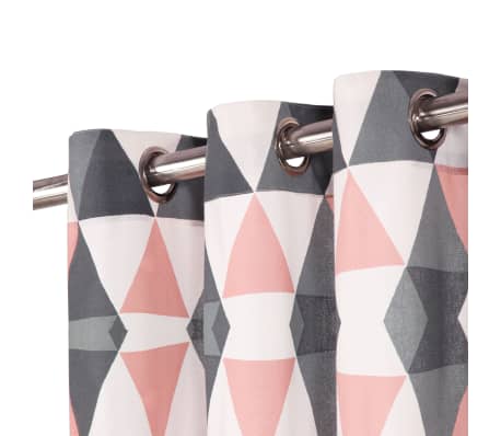 vidaXL gardiner med metalringe 2 stk. 140 x 245 cm bomuld grå og pink