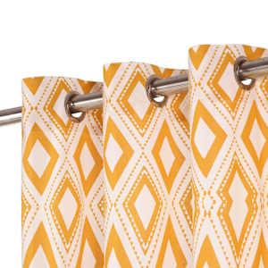 vidaXL Užuolaidos su met. žied., 2vnt., 140x225cm, medv., gelt. kvadr.