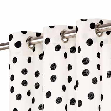 Vidaxl Curtains With Metal Rings 2 Pcs Cotton 140x175 Cm Black Dot