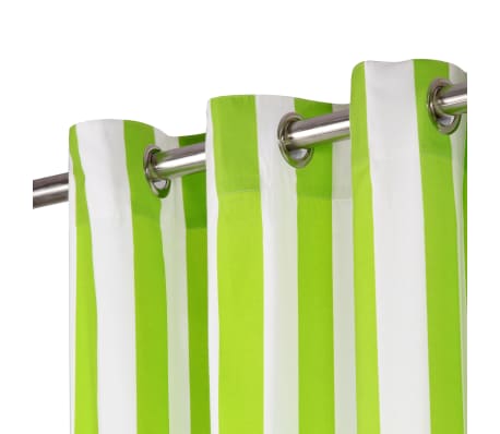 vidaXL Gardiner med metallringer 2 stk stoff 140x225 cm gr&oslash;nn striper