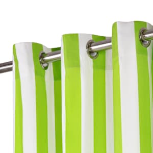 vidaXL Gardiner med metallringer 2 stk stoff 140x225 cm gr&oslash;nn striper