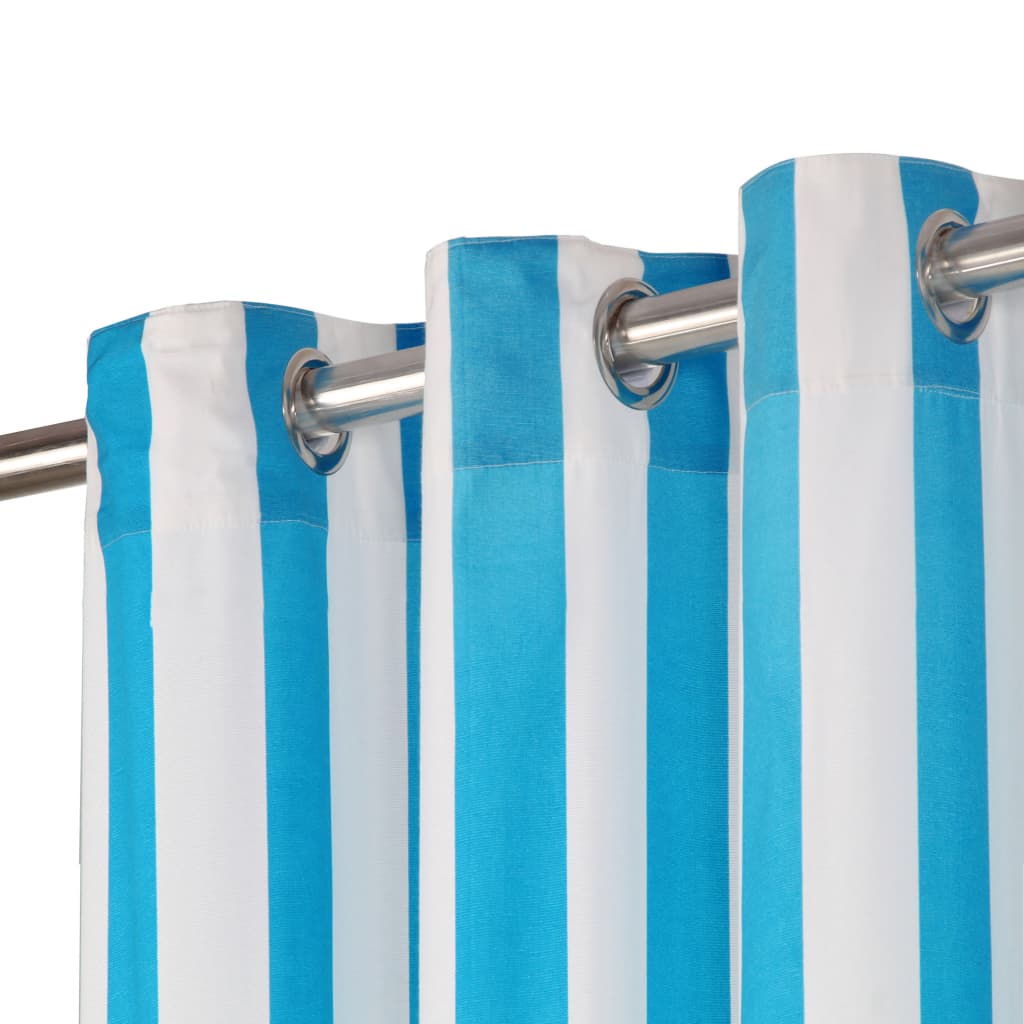 vidaXL gardiner med metalringe 2 stk. 140 x 225 cm stof striber blå