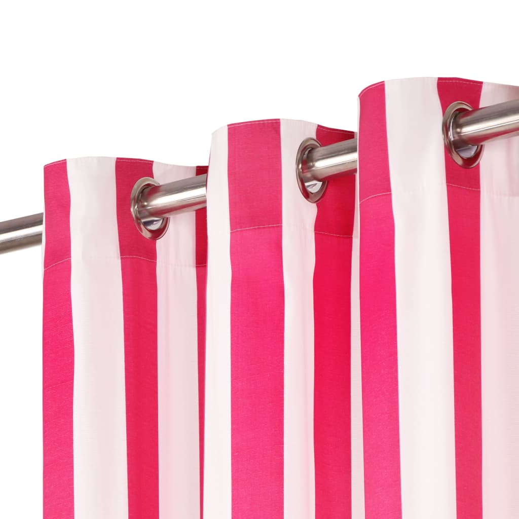 vidaXL Curtains with Metal Rings 2 pcs Fabric 140x225 cm Pink Stripe